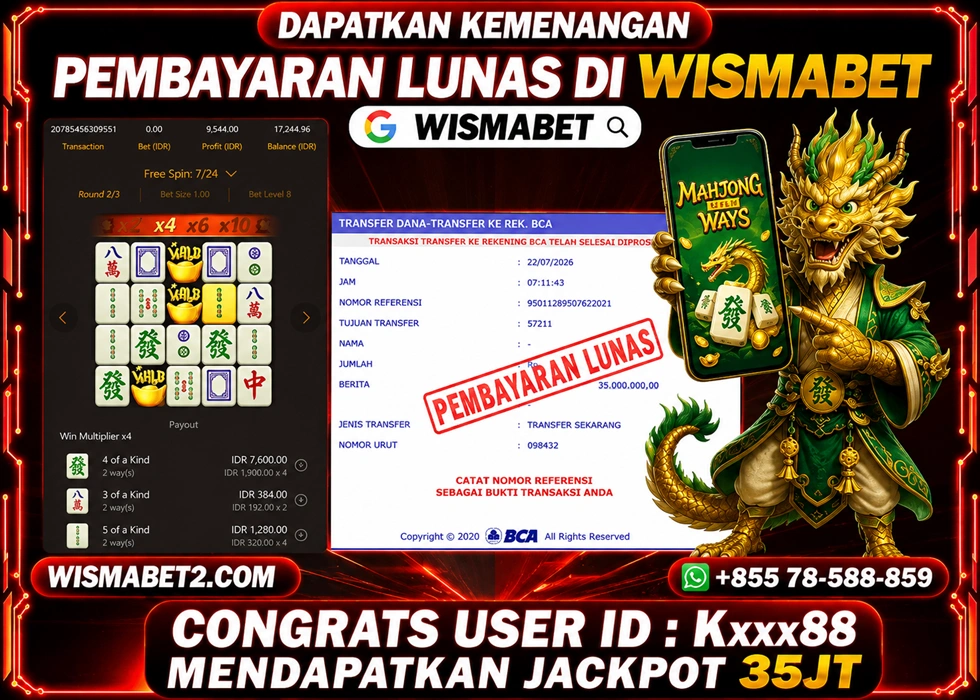 WISMABET - BUKTI KEMENANGAN Mahjong Ways Rp35,000,000,- LUNAS